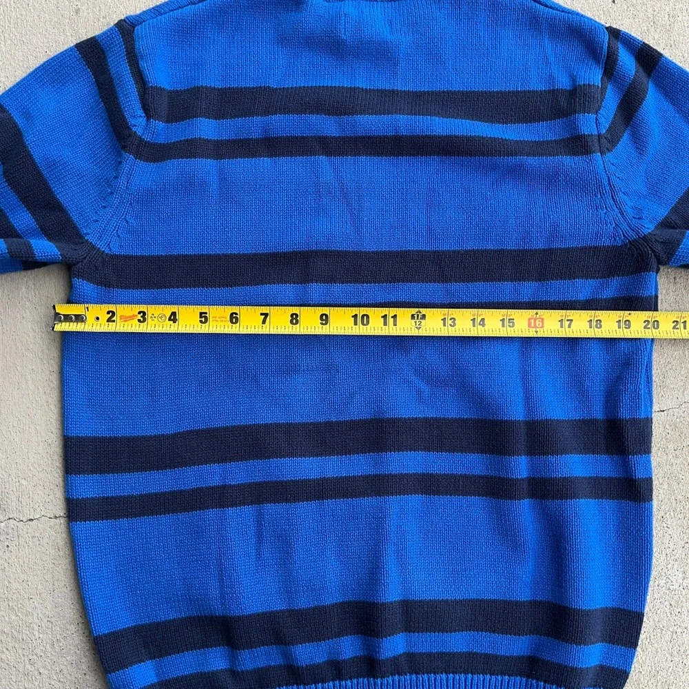 Chaps Mens Blue Navy Striped‎ Crew Neck Pullover Sweater Size Medium